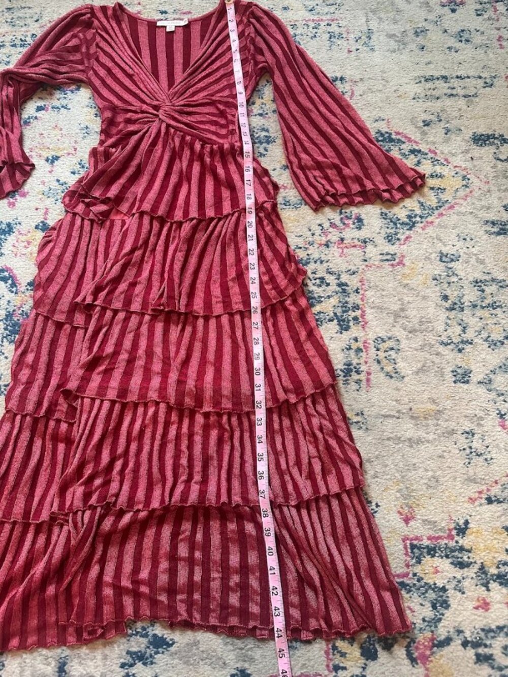 Anthropologie Cecilia Prado Twist Front Deep V Tiered Maxi Dress - S - Picture 5 of 11